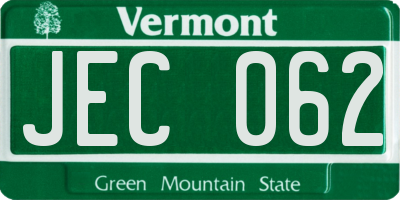 VT license plate JEC062