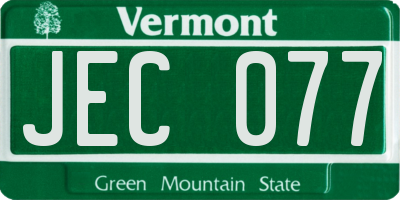 VT license plate JEC077