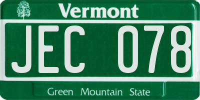 VT license plate JEC078