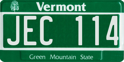 VT license plate JEC114