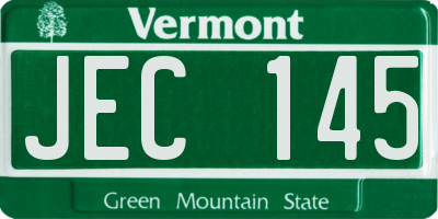VT license plate JEC145