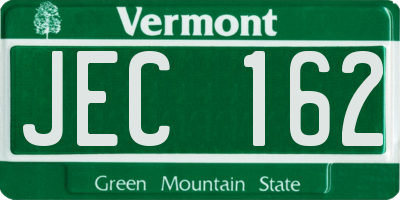 VT license plate JEC162