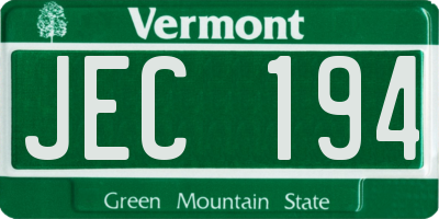 VT license plate JEC194