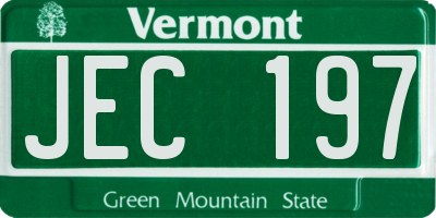 VT license plate JEC197