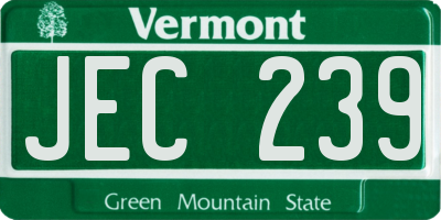 VT license plate JEC239