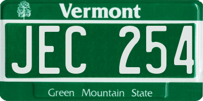 VT license plate JEC254
