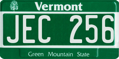 VT license plate JEC256