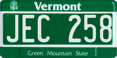 VT license plate JEC258