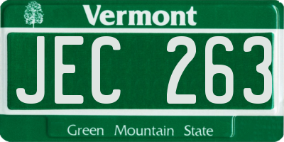 VT license plate JEC263