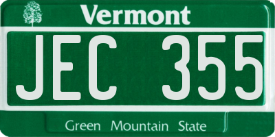 VT license plate JEC355