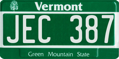 VT license plate JEC387