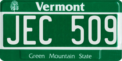 VT license plate JEC509