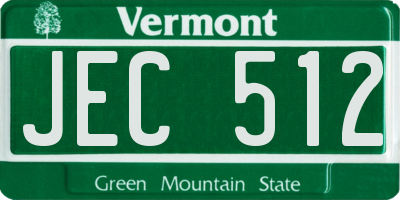 VT license plate JEC512