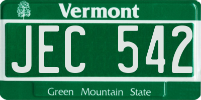 VT license plate JEC542