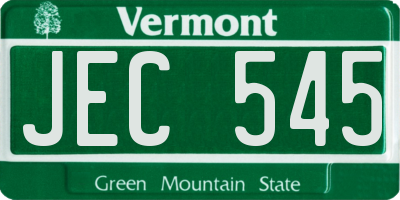 VT license plate JEC545