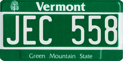 VT license plate JEC558