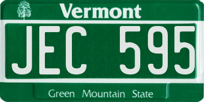 VT license plate JEC595