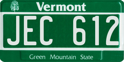 VT license plate JEC612
