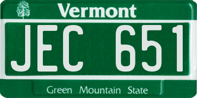 VT license plate JEC651