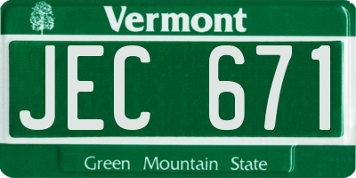 VT license plate JEC671