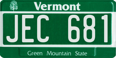 VT license plate JEC681