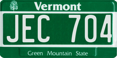 VT license plate JEC704