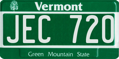 VT license plate JEC720