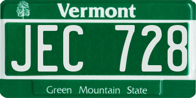 VT license plate JEC728
