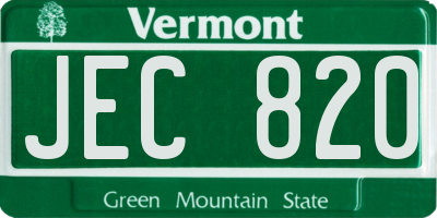 VT license plate JEC820