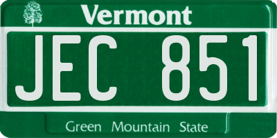VT license plate JEC851