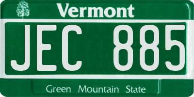 VT license plate JEC885