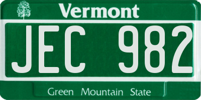 VT license plate JEC982