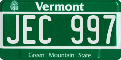 VT license plate JEC997