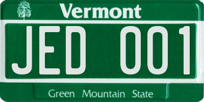 VT license plate JED001