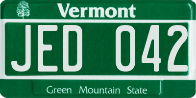 VT license plate JED042