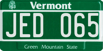 VT license plate JED065
