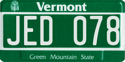 VT license plate JED078