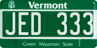 VT license plate JED333