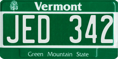 VT license plate JED342