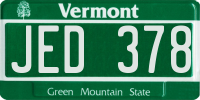 VT license plate JED378