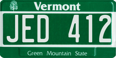 VT license plate JED412