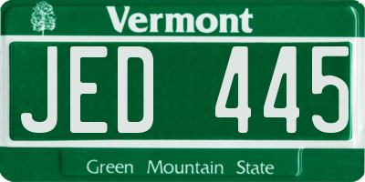 VT license plate JED445