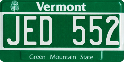 VT license plate JED552