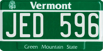 VT license plate JED596