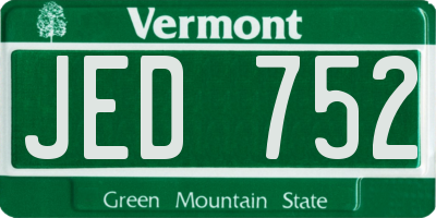 VT license plate JED752
