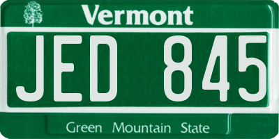 VT license plate JED845