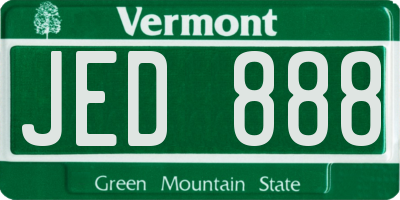 VT license plate JED888
