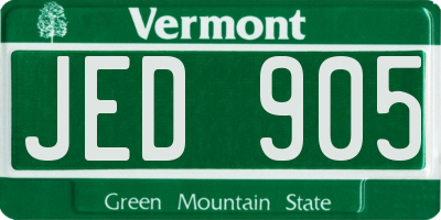 VT license plate JED905