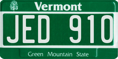 VT license plate JED910