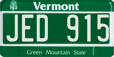 VT license plate JED915